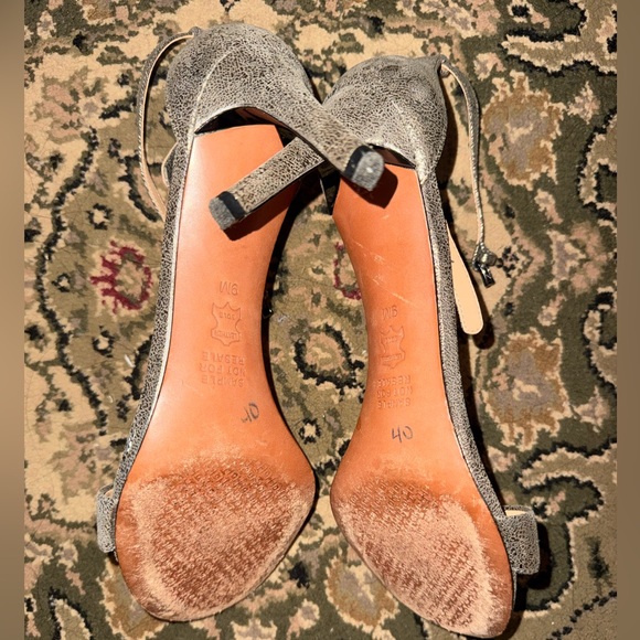 Tory Burch Keri Crackled Metallic Sandal Pewter Stiletto Heels - Picture 4 of 8